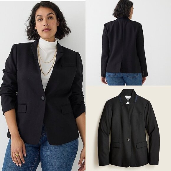 J. Crew Black Regent Blazer Size 2 EUC - Picture 2 of 7